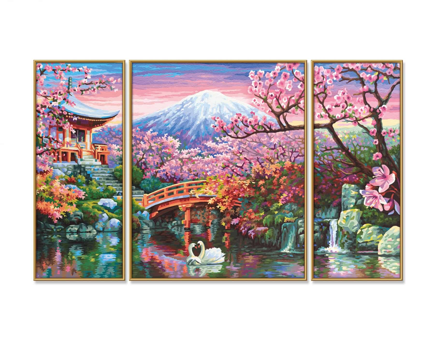 Cerisier en fleurs au Japon, triptyque